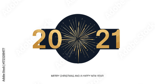 Celebrate the New Year with stunning golden fireworks illuminating the elegant 2021 numerals for festive greetings