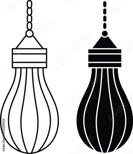 Two punching bags one outline one solid black boxing sports