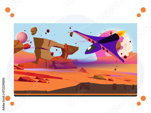 Spaceship Crash Concept Illustration Vector Style
