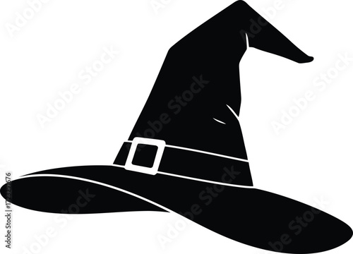 Classic witch hat silhouette halloween costume accessory spooky magic vector
