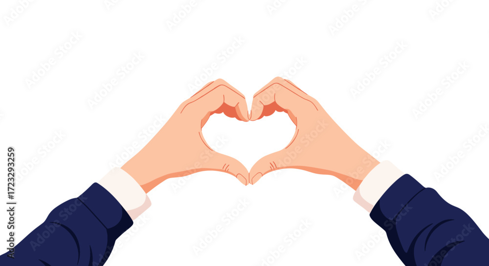 Fototapeta premium Hands forming a heart shape against a white background.
