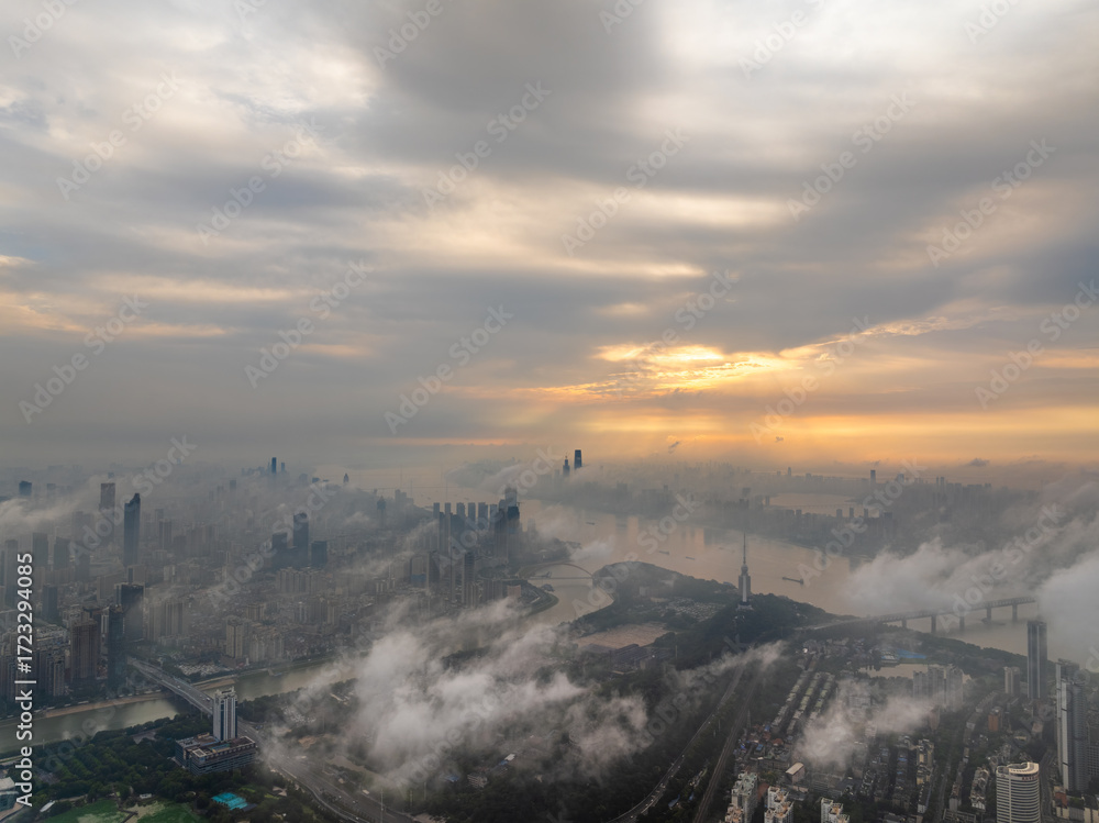 Fototapeta premium Wuhan city landmark skyline scenery