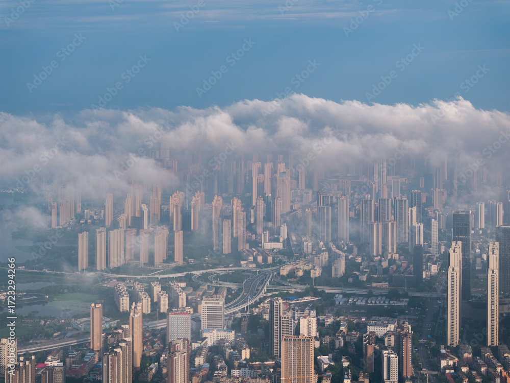 Fototapeta premium Wuhan city landmark skyline scenery