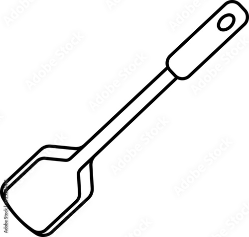 Stylized culinary icon: Black and white vector illustration of a spatula