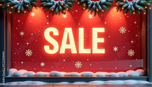 Wallpaper Mural Christmas banner. Christmas SALE sign in red festive store window Torontodigital.ca