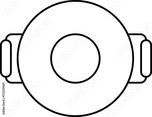 Elegant monochrome graphic of a stylish white serving dish with handles and center circle