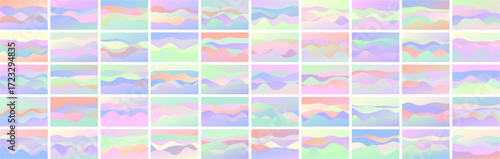 A curated collection of 50 vector patterns featuring fluid, abstract waves and a dreamy, iridescent pastel gradient palette perfect for adding a touch of modern serenity to your designs.