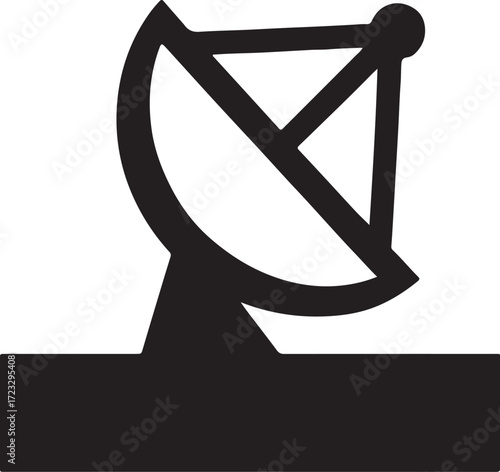 satellite dish antenna silhouette, black and white silhouette, vector and illustration