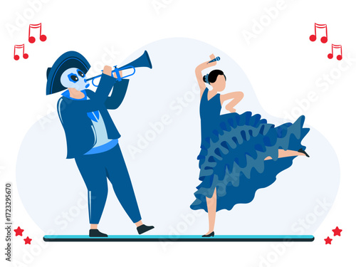 Blues Concept Illustration Vector Style