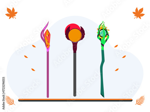 Mage Staff Concept Illustration Vector Style