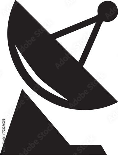 satellite dish antenna silhouette, black and white silhouette, vector and illustration