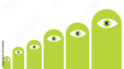Green surreal fingers rising with symbolic eyes in sequence