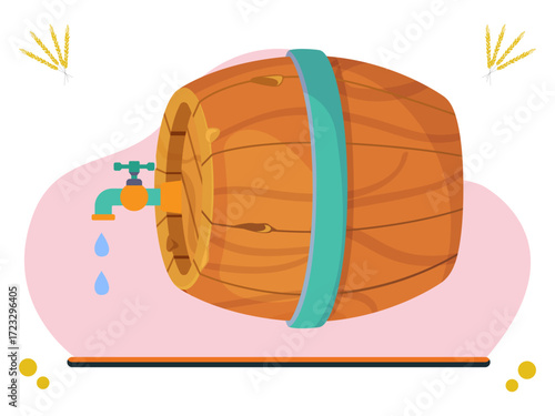Barrel with Tap Concept Illustration Vector Style