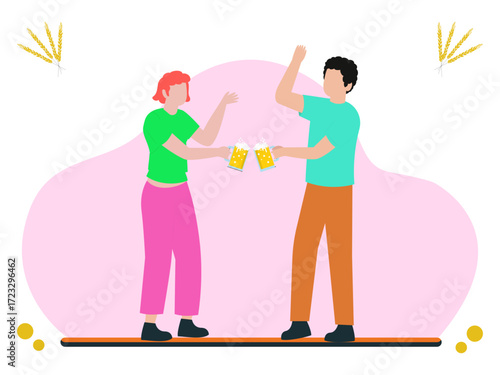 Beers Toasting Concept Illustration Vector Style