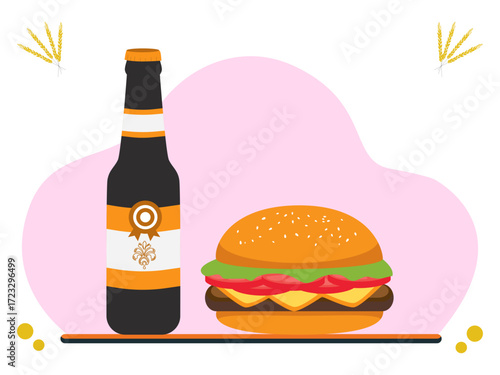 Food and Beer Concept Illustration Vector Style