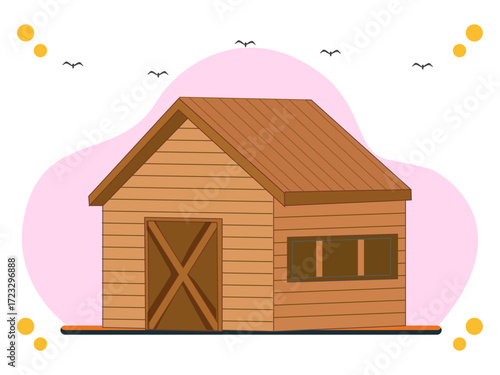 Wood Cabin Concept Illustration Vector Style