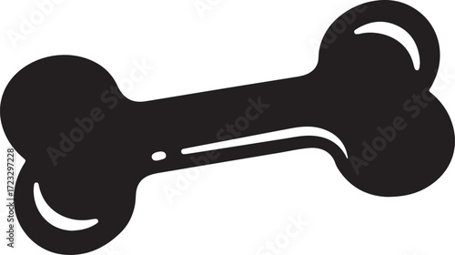 Vector art of a simple black silhouette of a dog bone isolated on a, representing a treat or reward for a pet