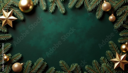 Wallpaper Mural Christmas banner. Christmas background with fir branches and gold decor Torontodigital.ca
