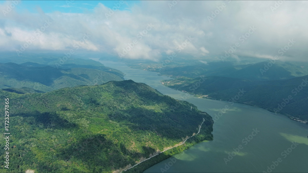 custom made wallpaper toronto digitalAerial view on Danube river and mountains