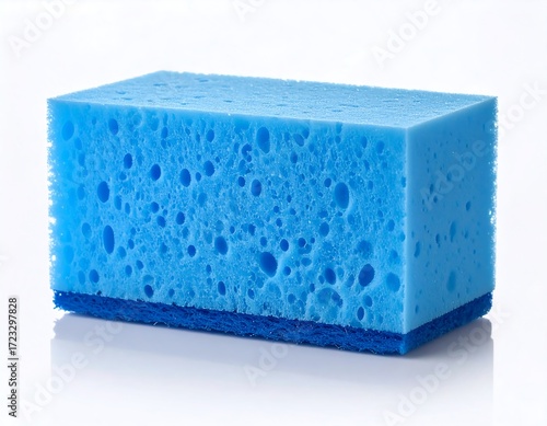 A light blue rectangular sponge