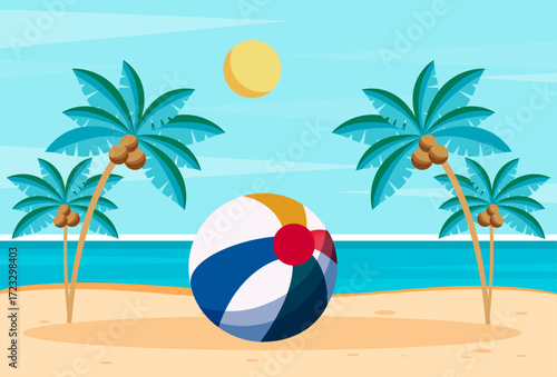 Beach Ball Concept Illustration Vector Style