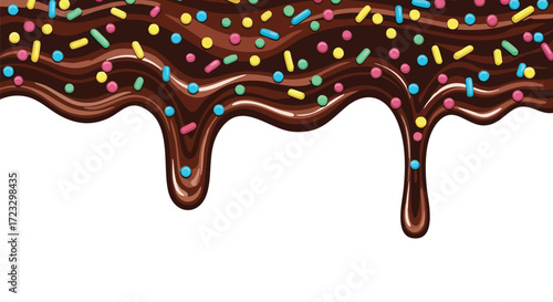 Delicious chocolate dripping with colorful sprinkles creates a sweet and vibrant treat perfect for celebrations and desserts