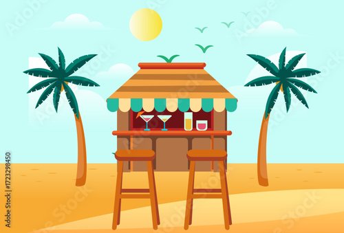 Beach Bar Concept Illustration Vector Style