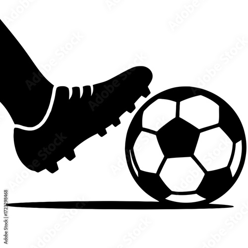 Silhouette soccer shoe kicking ball sports competition concept illustration