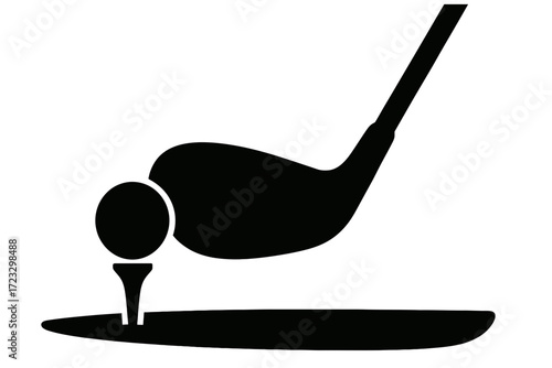 Silhouette golf club hitting ball on tee sports equipment illustration