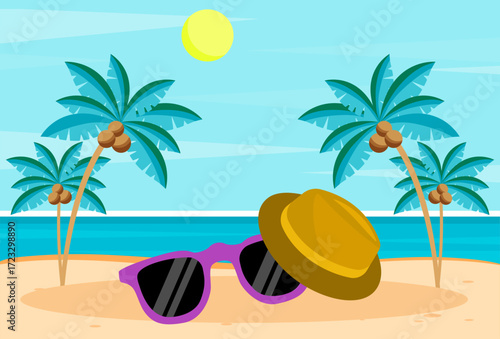 Sun Hat Concept Illustration Vector Style