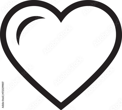 Vector art of a simple black outline of a heart symbol isolated on a plain, representing love and affection