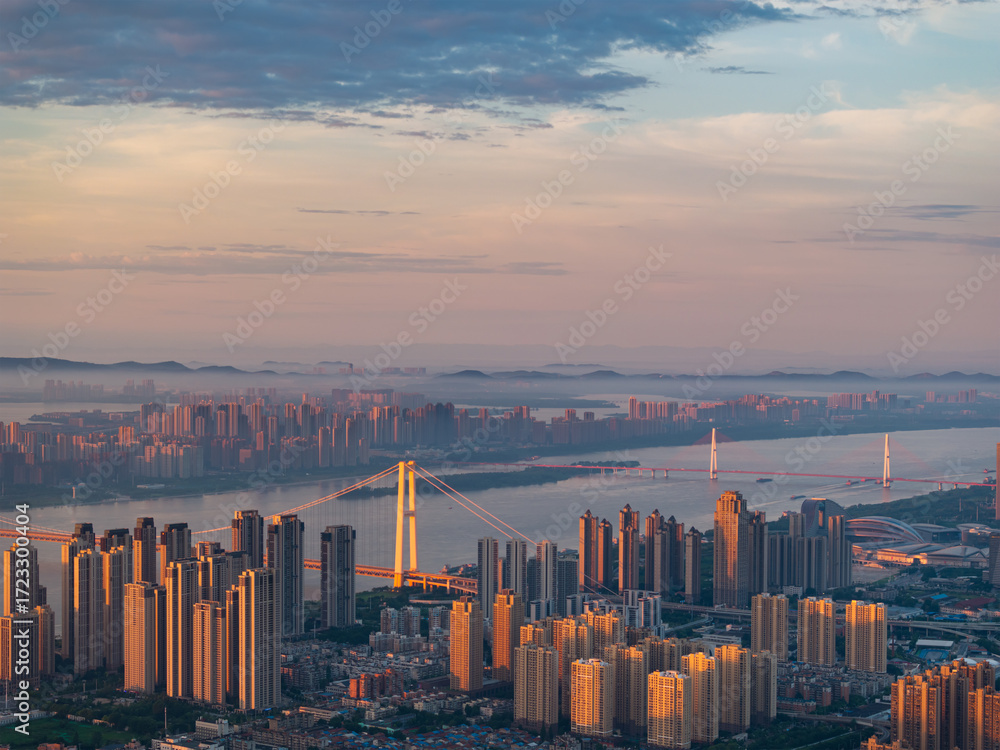 Fototapeta premium Wuhan city landmark skyline scenery