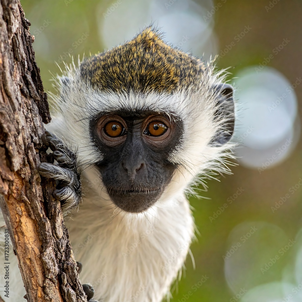 Fototapeta premium Close-up of a monkey in a tree