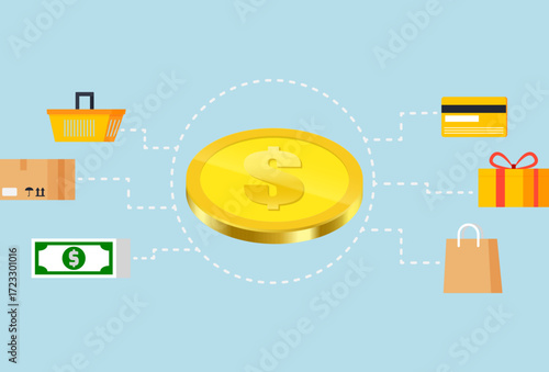 Cash Distribution Network Concept Illustration Vector Style