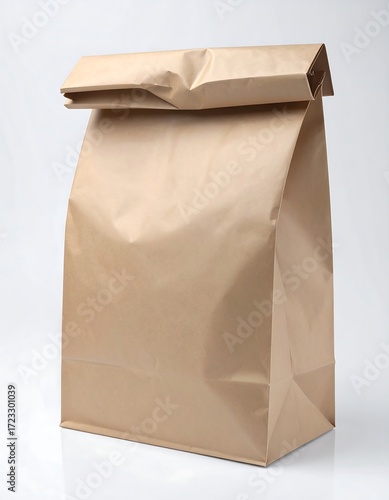 A light brown paper lunch bag, slightly creased