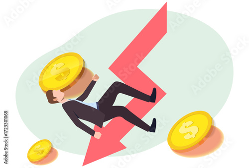 Downfall Concept Illustration Vector Style