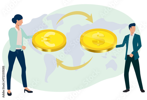 Currency Exchange Rates Concept Illustration Vector Style