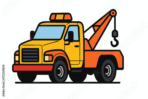 Cartoon tow truck for roadside assistance service.