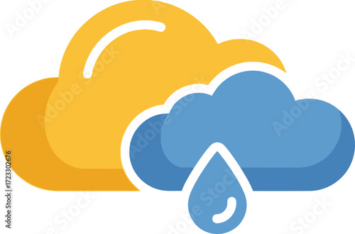 Weather icon rain cloud sun Flat design style Vector illustration Isolated on white background