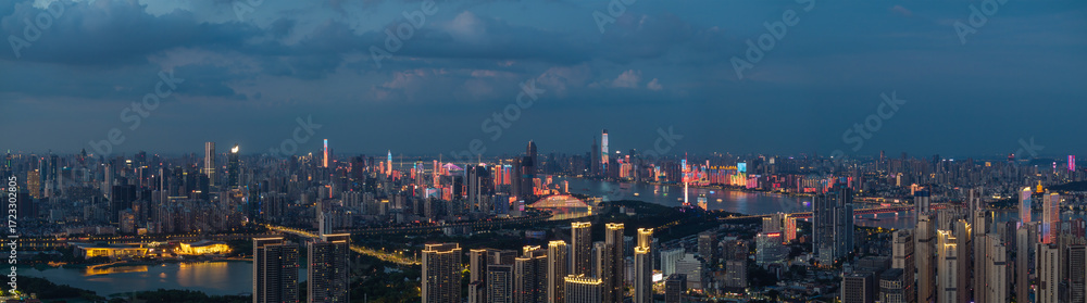 Fototapeta premium Wuhan city landmark skyline scenery