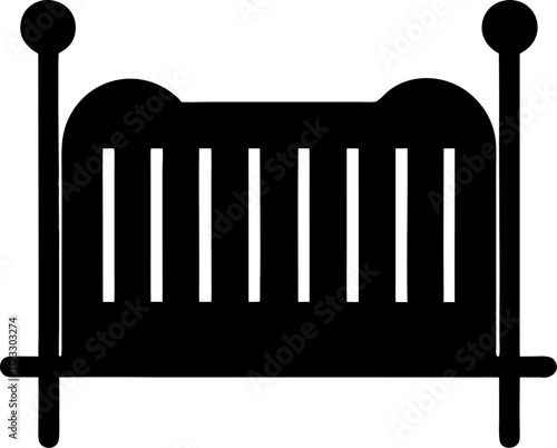 Cot silhouette icon vector on white background 