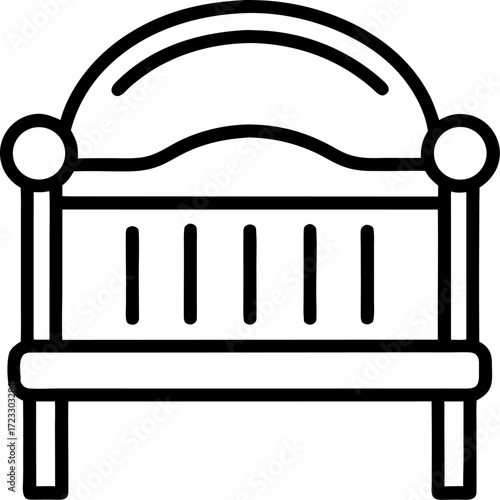 Cot outline  icon vector on white background 