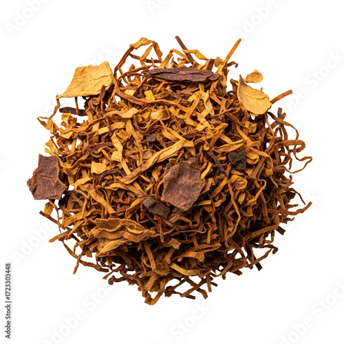 Loose Pipe Tobacco Pile Isolated on Black Background