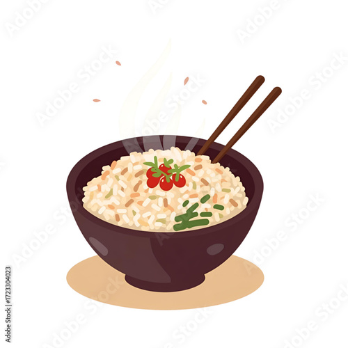 bowl of rice with chopsticks