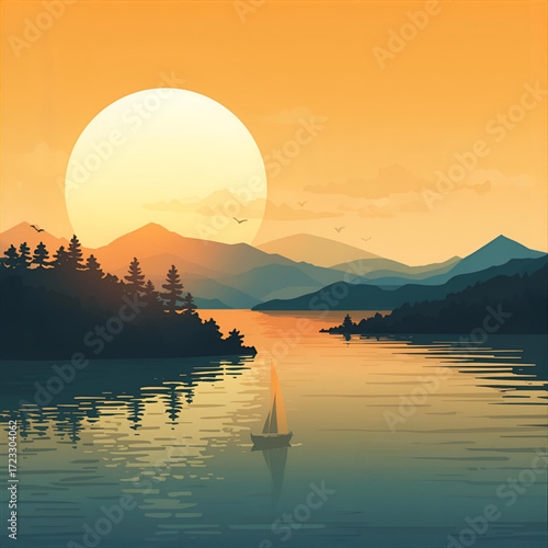 sunset on the lake