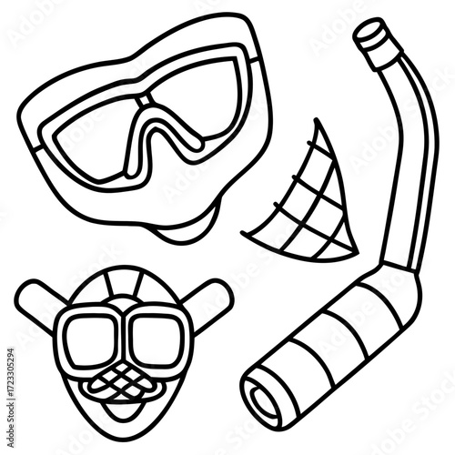 A fun cartoon illustration of a scuba diving mask symbol