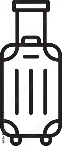 Vector art of a simple line art icon of a rolling suitcase isolated on a, representing travel and luggage