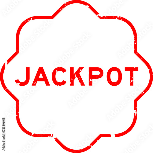 Grunge red jackpot word rubber seal stamp on white background
