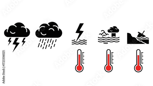 Prepare for intense weather events with this climate change graphic, a visual guide to extreme weather and rising temperatures in modern style