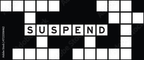 Alphabet letter in word suspend on crossword puzzle background
